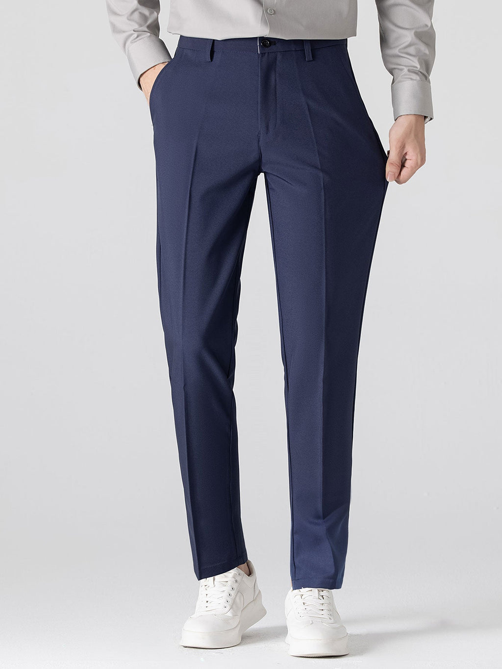 Textured Color Block Knit Polo & Slim Fit Tapered Trousers