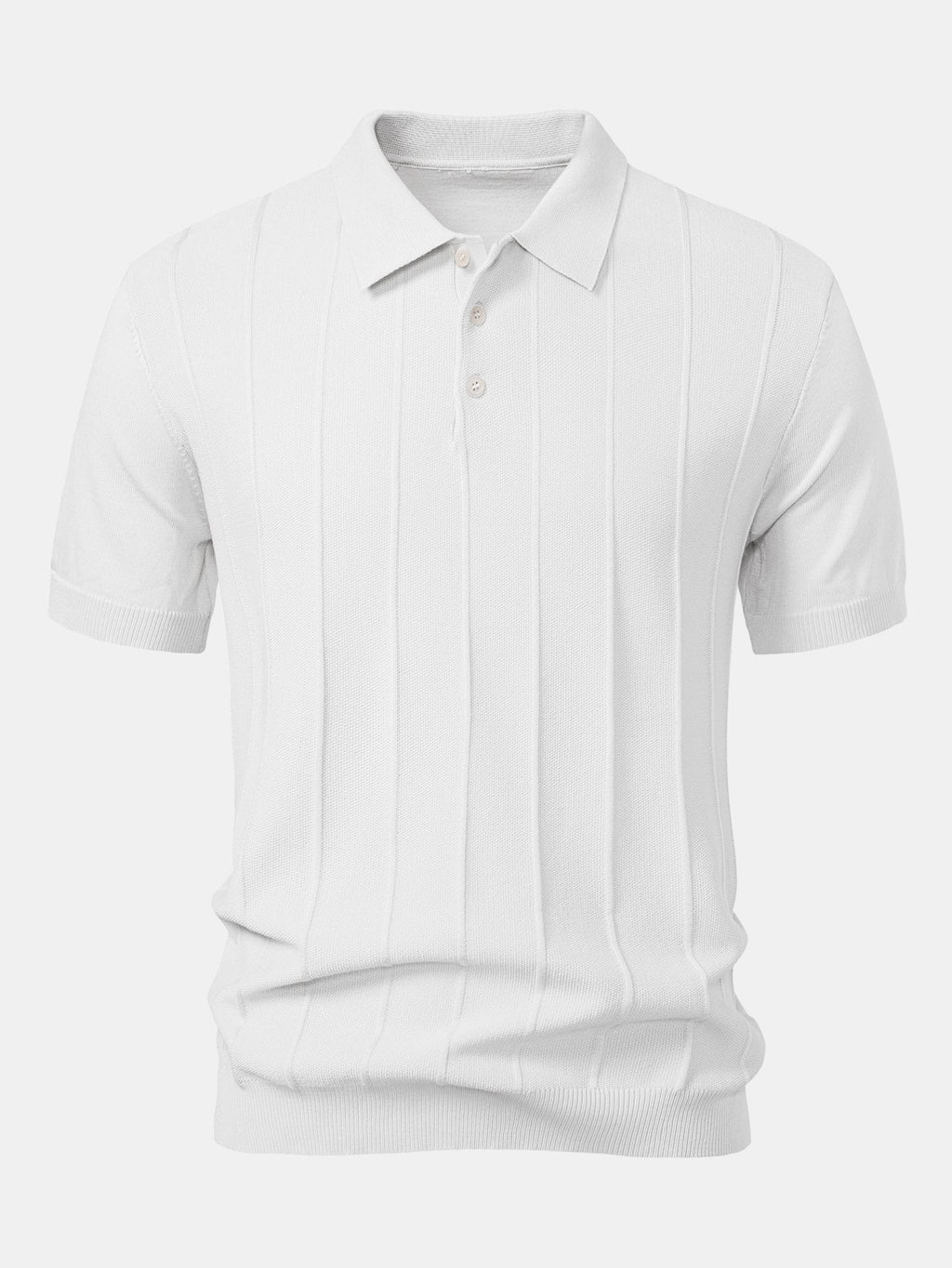 Stripe Jacquard Knit Polo Shirt & Straight Leg Ribbed Pants