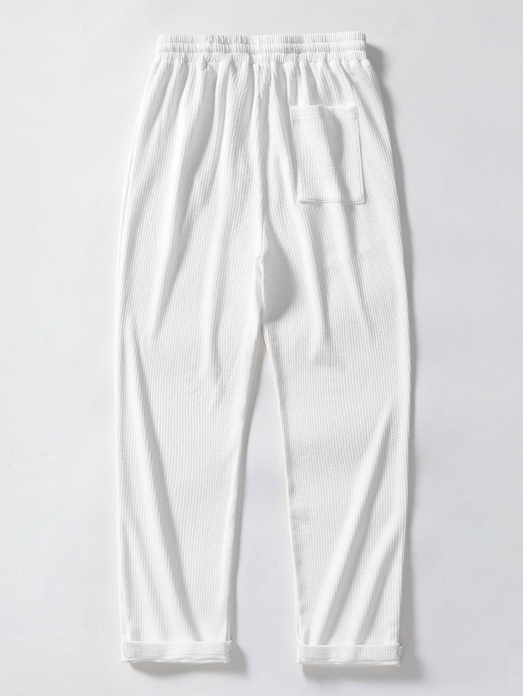 Texture Contrast Knitted V Neck Polo Shirt & Straight Leg Ribbed Pants
